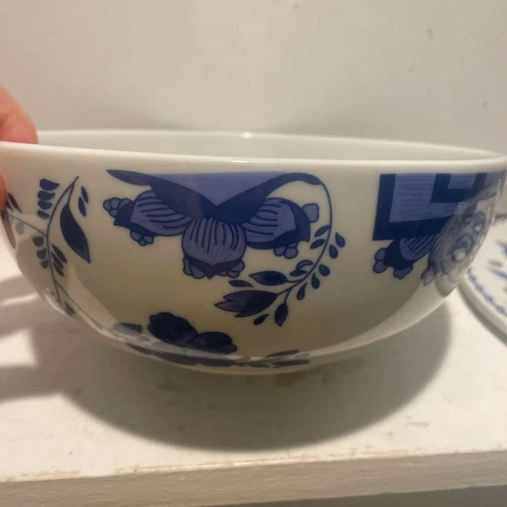 Vintage MAM Motlahedeh Blue and White Floral Ceramic Flower Frog - Picture 7 of 12